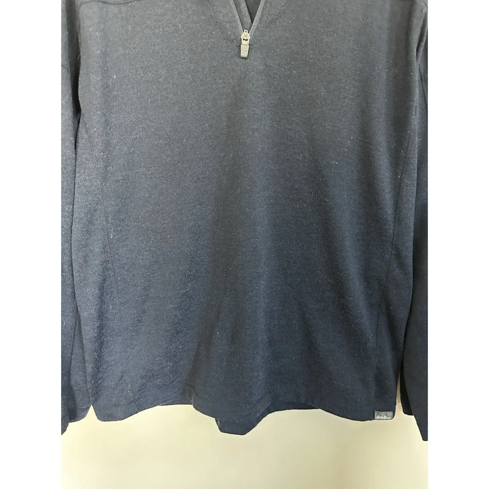 Eddie Bauer MEDIUM Mens 1/4 Zip Pullover Fleece Heather Navy Blue Outdoor Layers